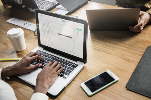Business people working on a laptop